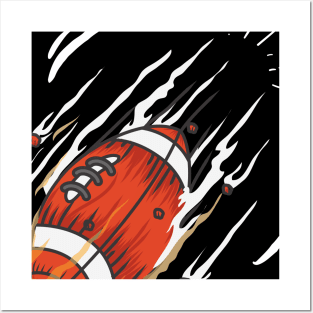 American Football Stylish Fireball Posters and Art